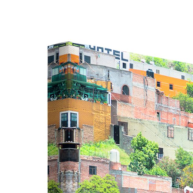 Impressions sur toile Maisons colorées devant Guanajuato