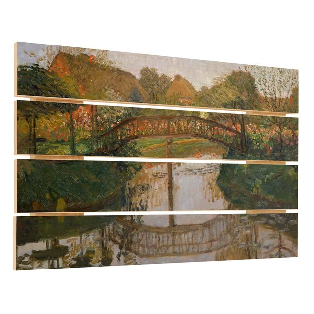 Tableaux de Otto Modersohn Otto Modersohn - Jardin de ferme avec pont