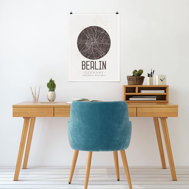 Tableau moderne Plan de Ville de Berlin - Rétro