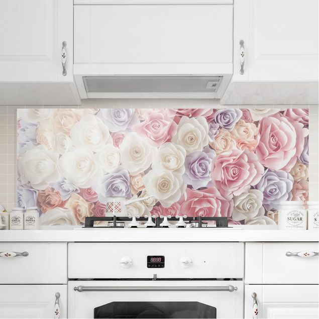 Déco mur cuisine Pastel Paper Art Roses