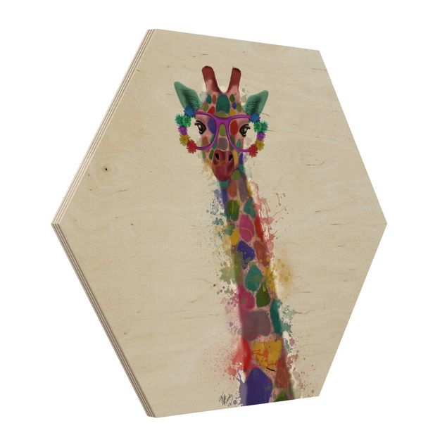 Hexagone en bois - Rainbow Splash Giraffe