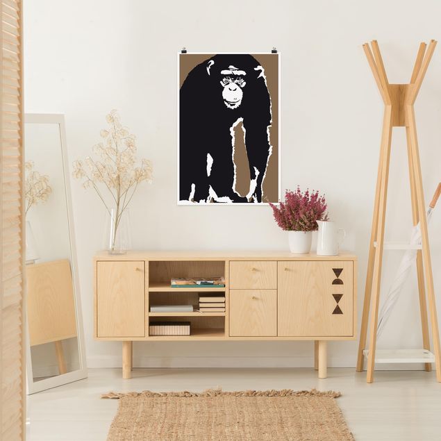 Posters en noir et blanc No.TA10 Chimpanzé