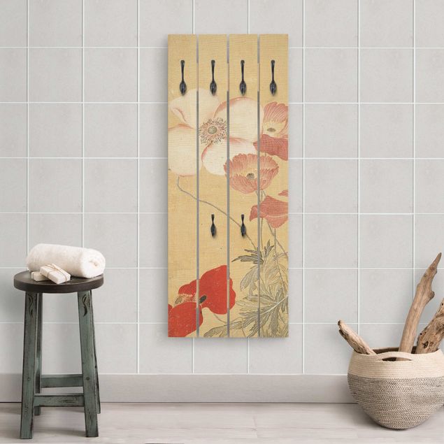 Porte manteau mural shabby chic Yun Shouping - Coquelicot