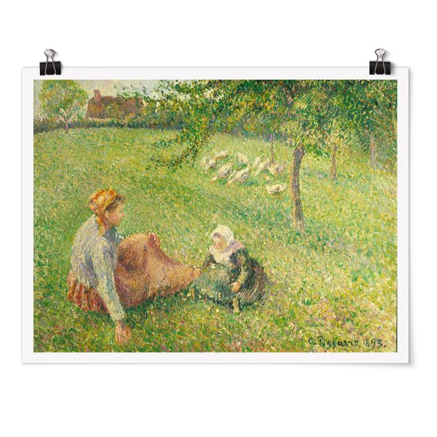 Tableau Pointillisme Camille Pissarro - Le pâturage des oies
