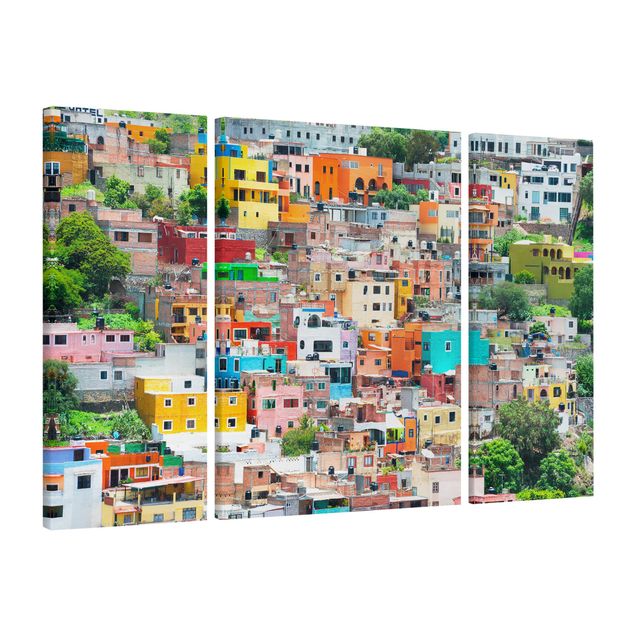 Tableau toile ville Maisons colorées devant Guanajuato