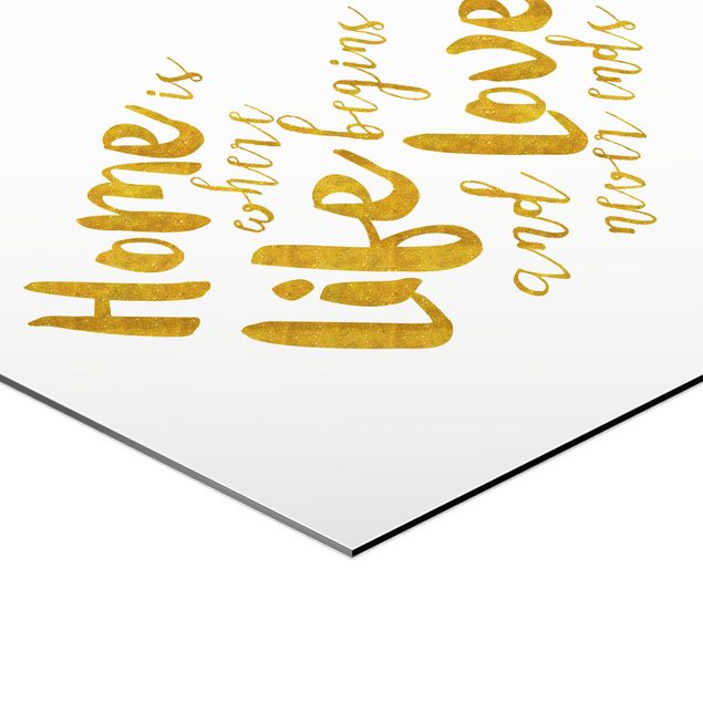 Tableau hexagon Home Is Where Life Begins Gold