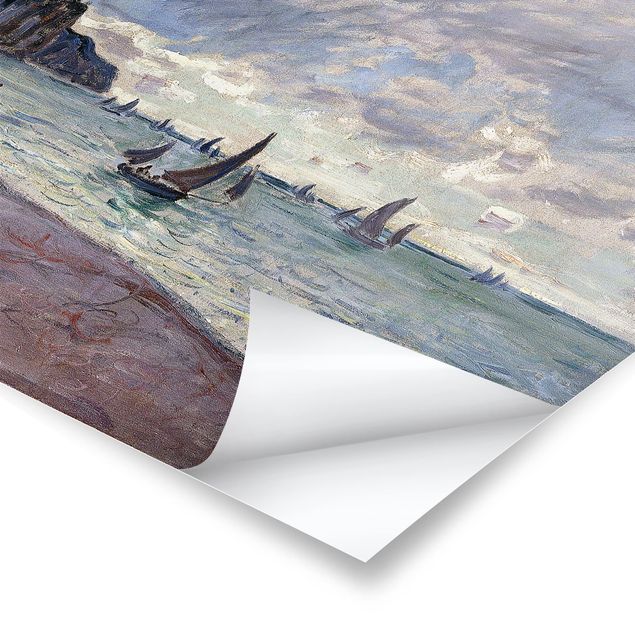 Tableaux moderne Claude Monet - Bateaux de pêche devant la plage et les falaises de Pourville