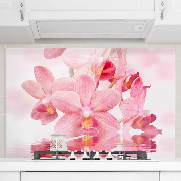 Décorations cuisine Orchidée rose clair sur l'eau