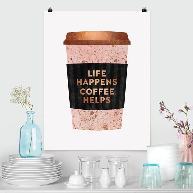 Déco murale cuisine Life Happens Coffee Helps or