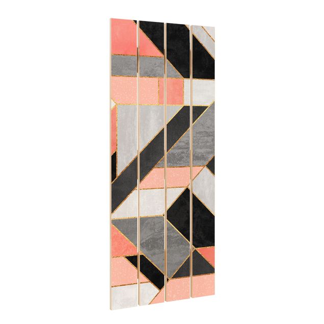 Impression sur bois - Geometry Pink And Gold