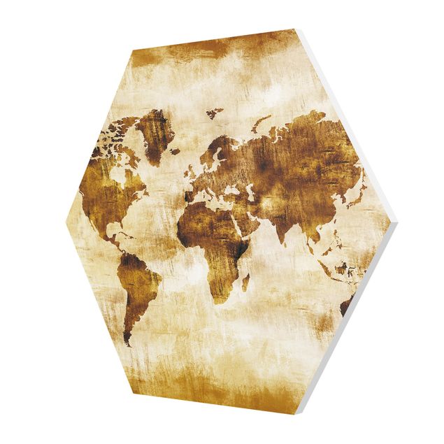Tableau marron moderne No.CG75 Carte du monde