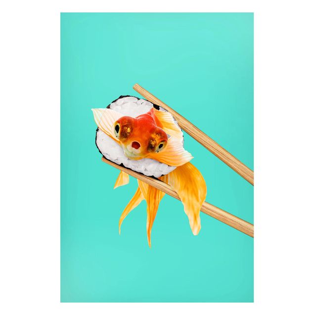 Déco mur cuisine Sushi avec poisson rouge