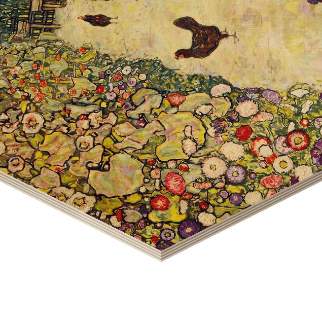 Impression sur bois Gustav Klimt - Chemin de jardin avec poules