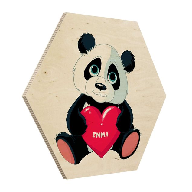 Tableaux bois Panda au cœur