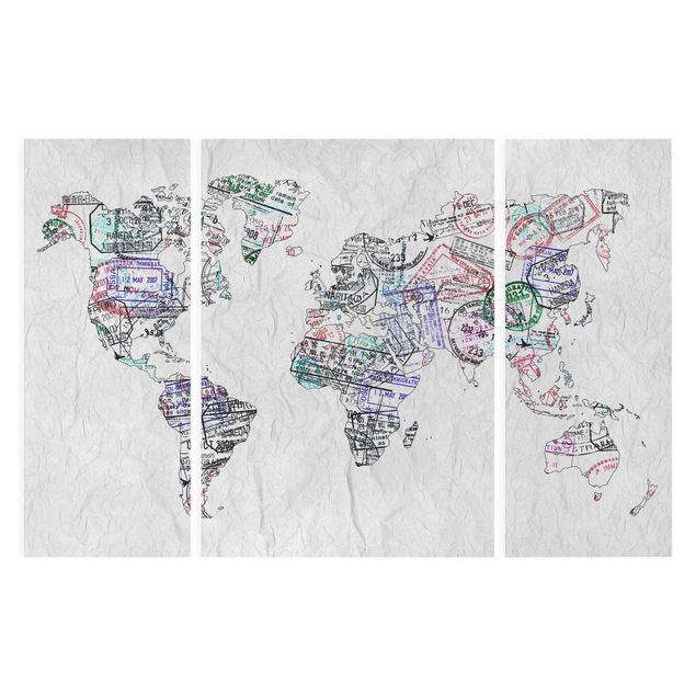 Tableaux Silhouette urbaine de Passeport Carte du Monde