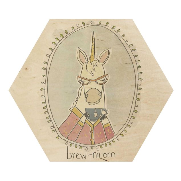 Hexagone en bois - Caffeinated Unicorn