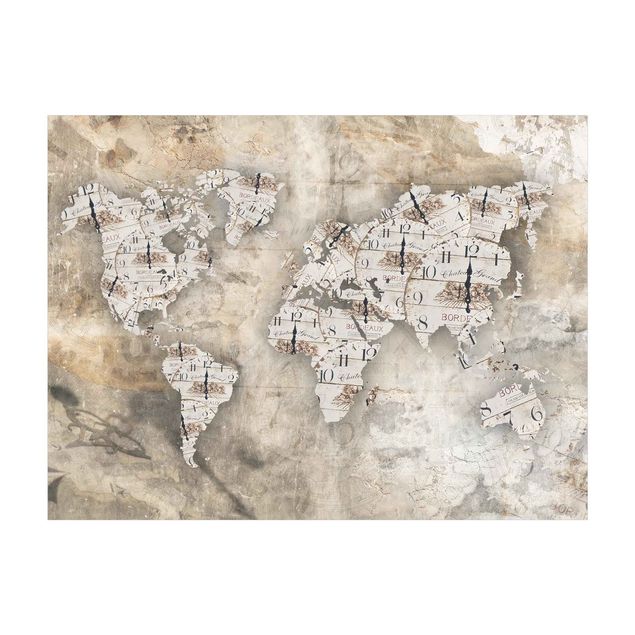 tapis imitation pierre Horloges shabby - Carte du Monde
