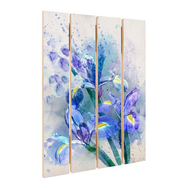 Impression sur bois - Watercolour Flowers Iris