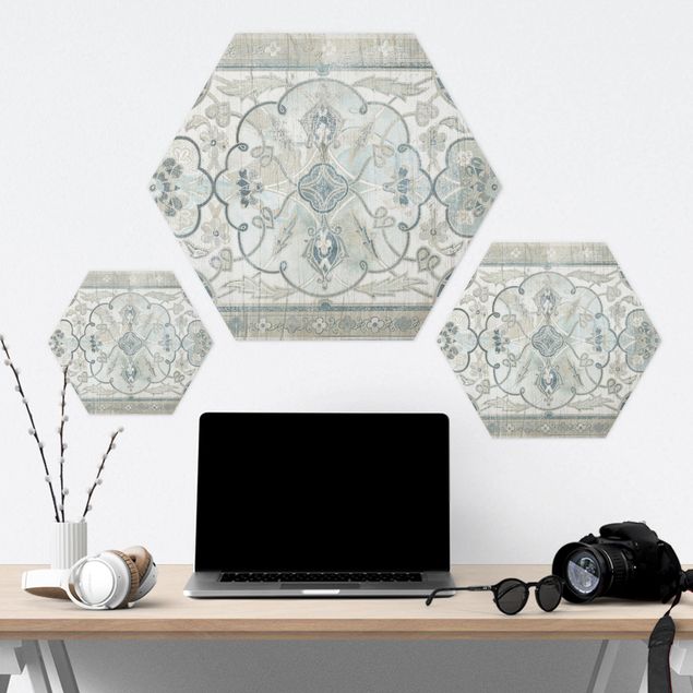 Hexagone en alu Dibond - Wood Panels Persian Vintage II
