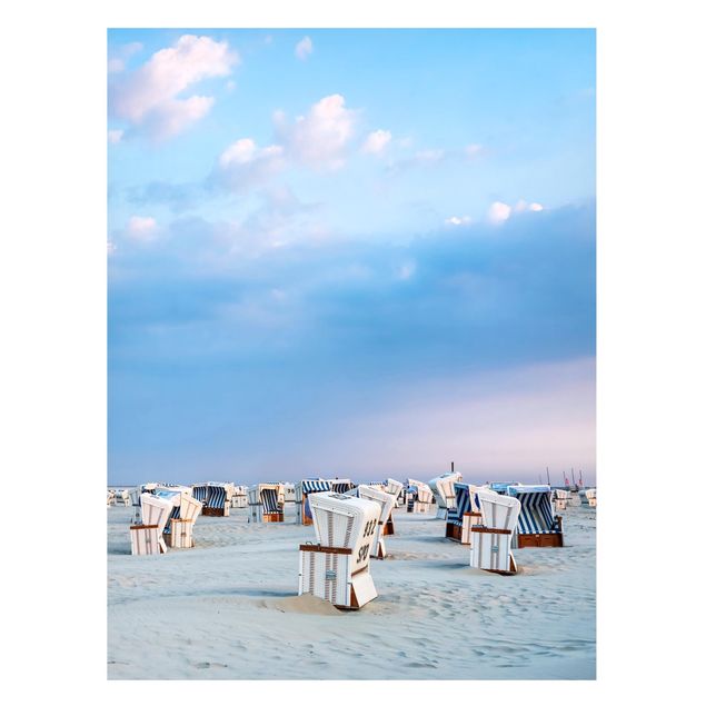 Tableau paysages Chaises de plage sur la plage de la mer du Nord