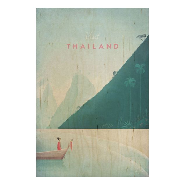 Tableaux en bois avec paysage Poster de voyage - Thaïlande
