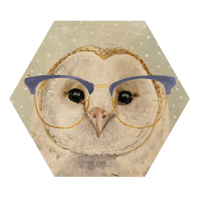 Hexagone en bois - Animals With Glasses - Owl