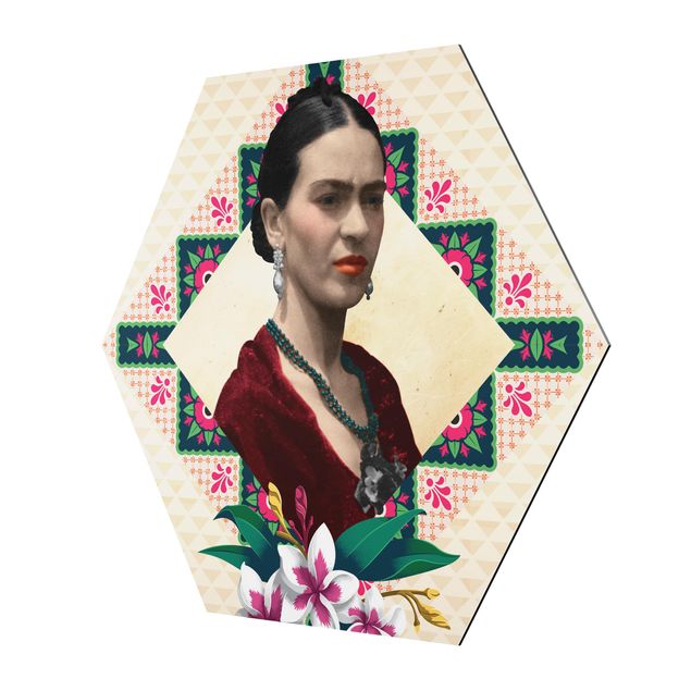 Tableaux muraux Frida Kahlo - Fleurs et géométrie