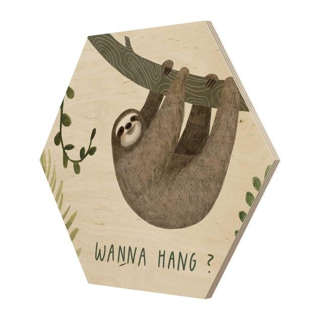 Hexagone en bois - Sloth Sayings - Hang