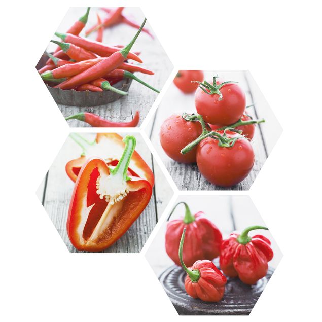 Tableau dominante rouge Légumes rouges