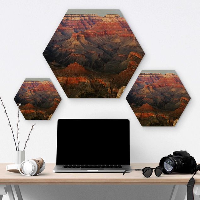 Hexagone en bois - Grand Canyon After Sunset