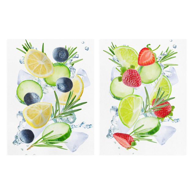 Impression sur toile - Berries And Citrus Ice Spash