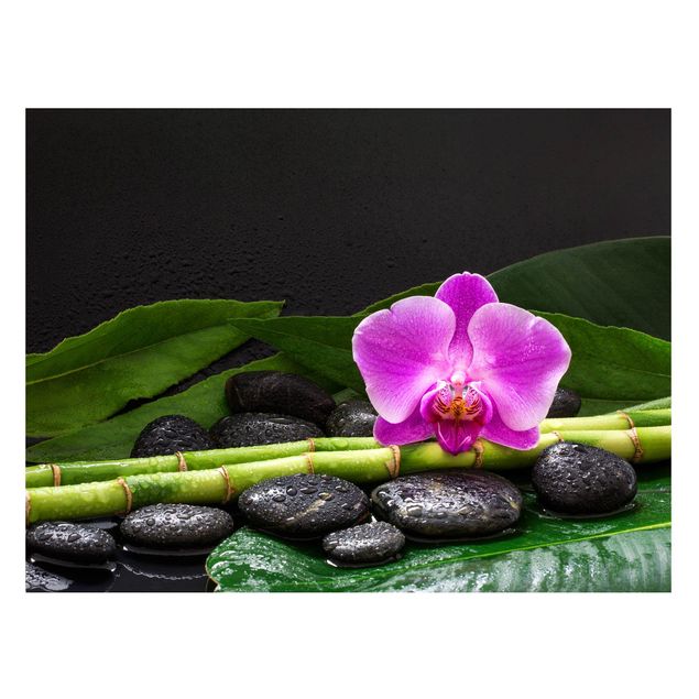 Tableau orchidée Bambou vert avec fleur d'orchidée