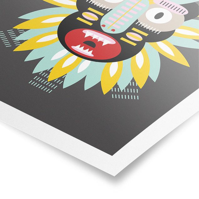 Tableaux multicolore Collage masque ethnique - King Kong