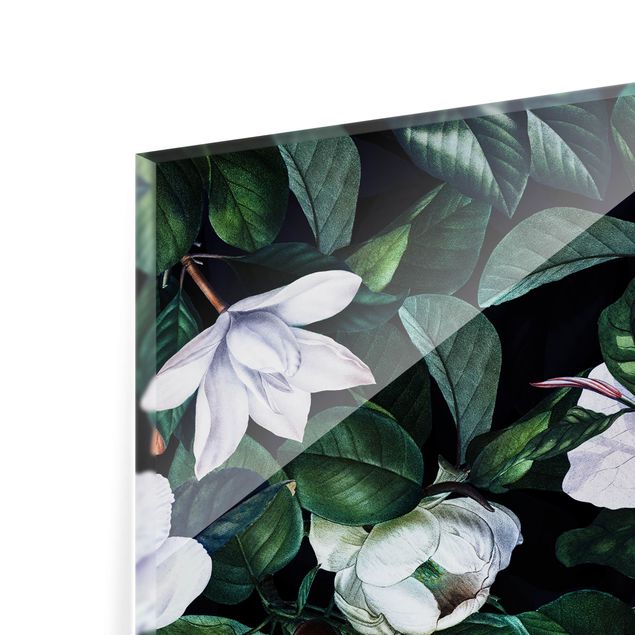 Fonds de hotte - Tropical Night With White Flowers - Format paysage 1:1