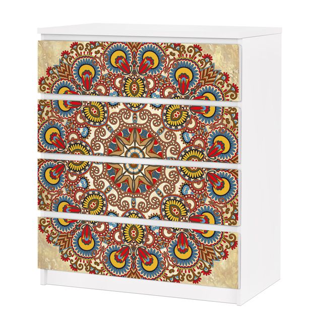 Papier adhésif pour meuble IKEA - Malm commode 4x tiroirs - Coloured Mandala