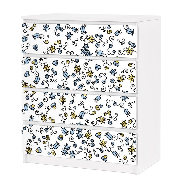 Papier adhésif pour meuble IKEA - Malm commode 4x tiroirs - Flower Garden