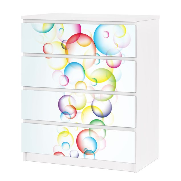 Papier adhésif pour meuble IKEA - Malm commode 4x tiroirs - Rainbow Bubbles
