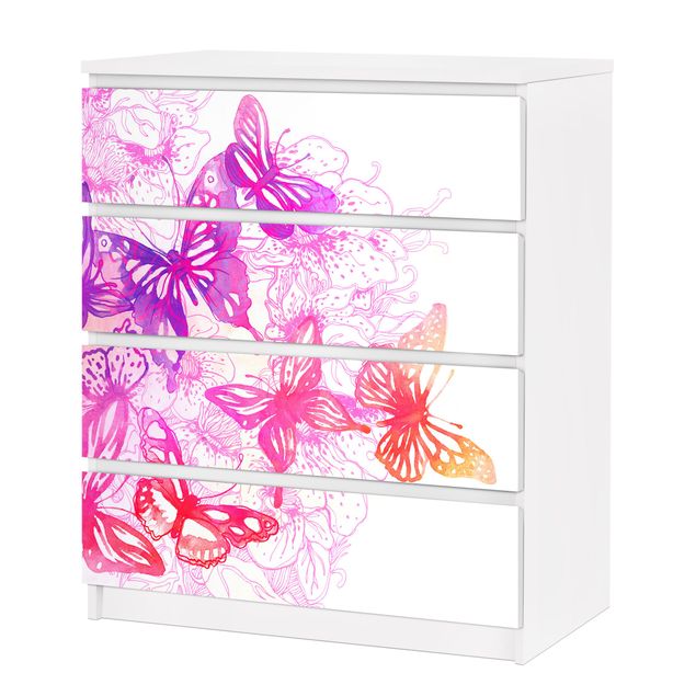 Papier adhésif pour meuble IKEA - Malm commode 4x tiroirs - Butterfly Dream