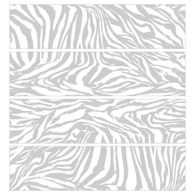 Papier adhésif pour meuble IKEA - Malm commode 4x tiroirs - Zebra Design Light Grey Stripe Pattern