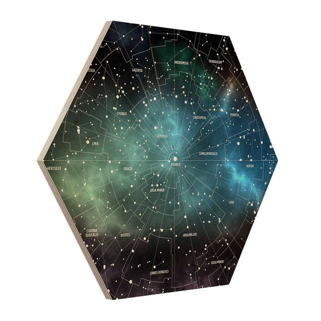 Tableaux en bois Carte des Constellations Stellaires Nébuleuse Galactique