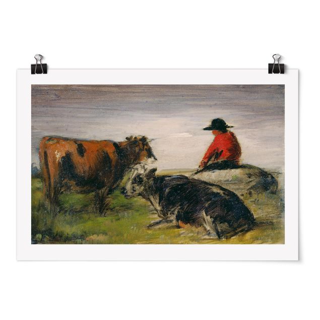 Tableau portraits Wilhelm Busch - Berger avec des vaches