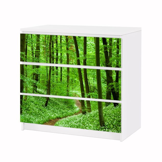 Papier adhésif pour meuble IKEA - Malm commode 3x tiroirs - Romantic Forest Track