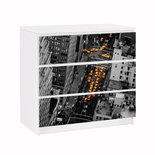 Films adhésifs en noir et blanc Lumières de taxi à Manhattan