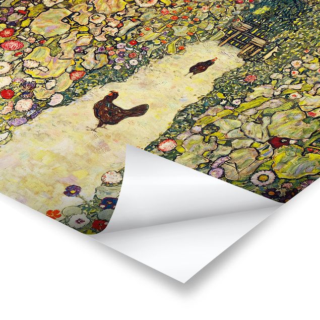 Posters fleurs Gustav Klimt - Chemin de jardin avec poules