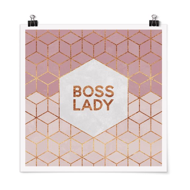 Tableaux dessins Boss Lady Hexagones en Rose