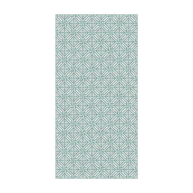 tapis imitation carreaux de ciment Géométrie Rhomboïdale Turquoise