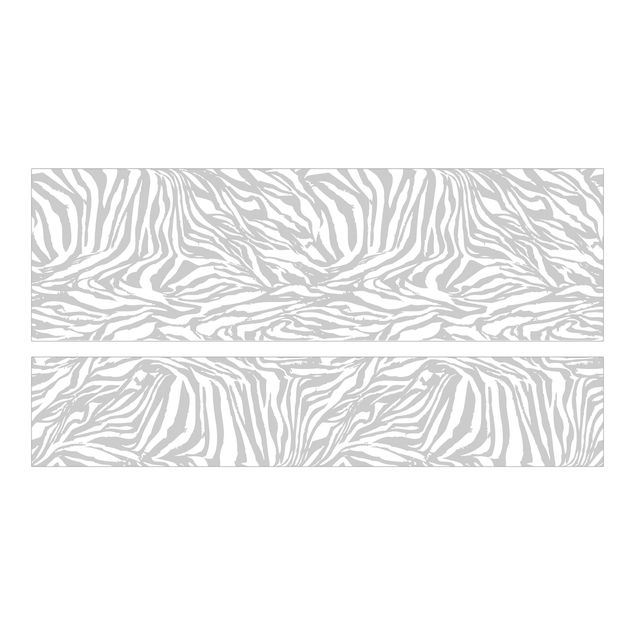 Papier adhésif pour meuble IKEA - Malm lit 140x200cm - Zebra Design Light Grey Stripe Pattern
