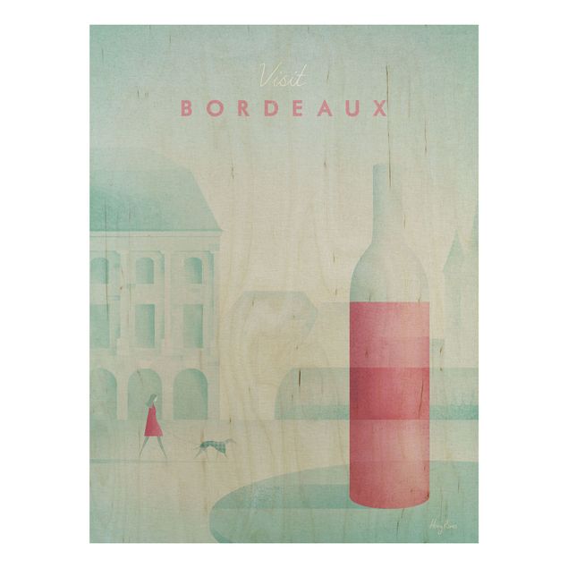 Tableau vintage bois Poster de voyage - Bordeaux