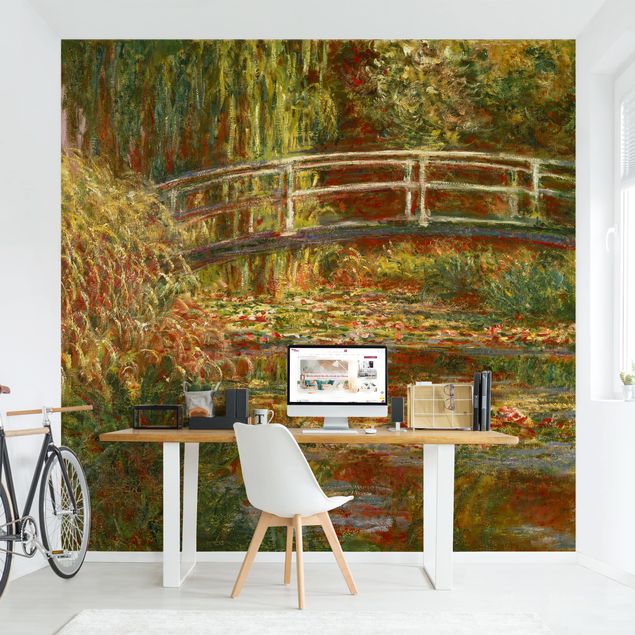 Décoration artistique Claude Monet - Étang de nénuphars et pont japonais (Harmonie en rose)