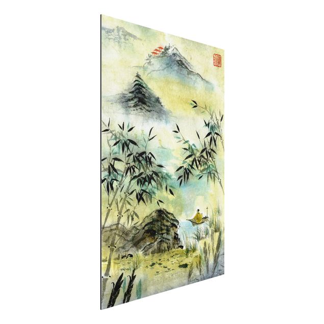 Déco murale cuisine Dessin Aquarelle Japonaise Forêt de Bambous